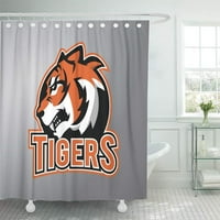 Оранжево училище Тигър Глава Символ дизайн Талисман с висок стикер за лице Агресивен гняв душ завеса за душ