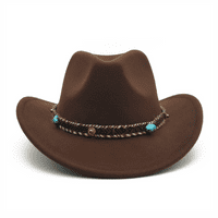 Ginsiom Western Cowboy Hat for Men Women Up Up Felt Cowgirl Hat с катарама