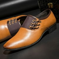 DMQUPV мъжки обувки се приплъзва на кожа за мъже, плъзгащи се на пух от кожи с ниска гумена подметка блок пета стоманени обувки за пръсти за мъже кожени обувки жълти 8