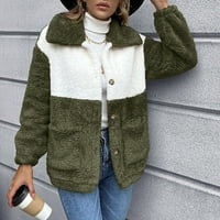 Женско палто ежедневно ревера размито копче за срязване на топла зима огромни якета за изстрелване