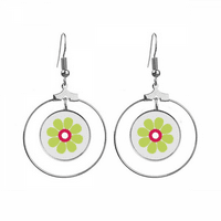 Зелено цвете Симметрия Арт Деко Модни обеци Dangle Hoop Jewelry Drop Circle