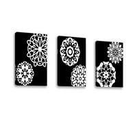 Комплект от - черно -бяла мандала III - Съвременна изящна изкуство Giclee on Canvas Gallery Wrap - Декор за стена - Арт живопис - Готов за окачване
