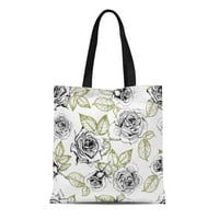 Платно тотална чанта Зелен шик от рози, гравирани винтидж празник флорални изтъркани издръжливи чанти за пазаруване за многократна употреба рамо за рамо