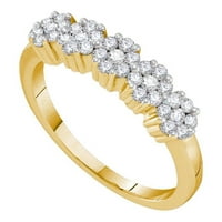 14k жълто злато кръгъл диамант пет цветя клъстер пръстен cttw