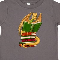 Inktastic добре четен сладък златен дракон за четене на книги Подарък Toddler Boy или Toddler Girl Тениска