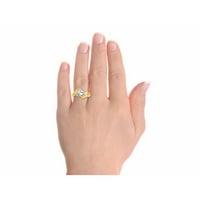 *Rylos Greek Key Designer White Topaz & Diamond Ring - April Birthstone*