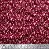 Soimoi Red Viscose Chiffon Fabric Leaf Floral Printed Craft Fabric край двора