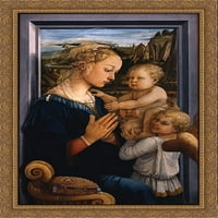 Мадона и дете с два ангела Големи златни богато украсени дървени рамки Платно изкуство от Филипо Липи