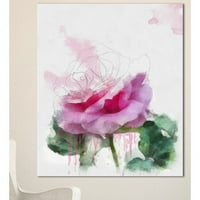 Дизайнерско изкуство „Розово розово стъбло с боя за пръски“ Печат на опаковани платно