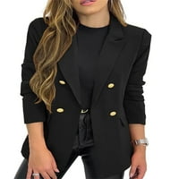 Дами излети за отворени предни бизнес якета с дълъг ръкав блейзър елегантен кардиган яке офис палто черно 2xl