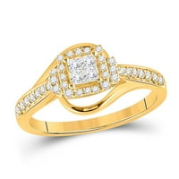 14k жълто злато принцеса диамантен квадрат пръстен cttw