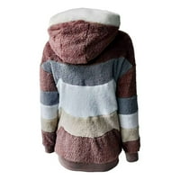 Entyinea дамско размито яке Sherling Fuzzy Shaggy Hood Sherpa-облицована жилетка яке червен XL