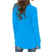 Tking fashion дамски жилетка лек отворен преден небрежен плътен цвят дълъг ръкав яке със средна дължина за жени Royal Blue L
