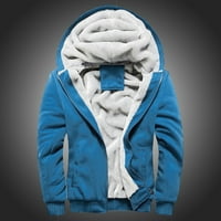 Мъжки качулка зима топло руно с цип пуловер яке за изходни дрехи сини xxxl