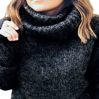 Дамски пуловер Тортурлек плетен пуловери пуловер с дълъг ръкав Плетене на джъмперни върхове Пътуване лилаво 2XL
