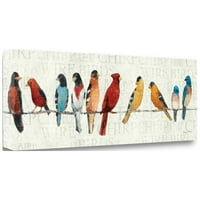 Tangletown Fine Art 'Обичайните подозрителни птици на тел „графично изкуство отпечатък върху платно