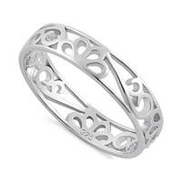 Стерлинг сребърен платинен платинен цвят лента за цветя женски пръстен